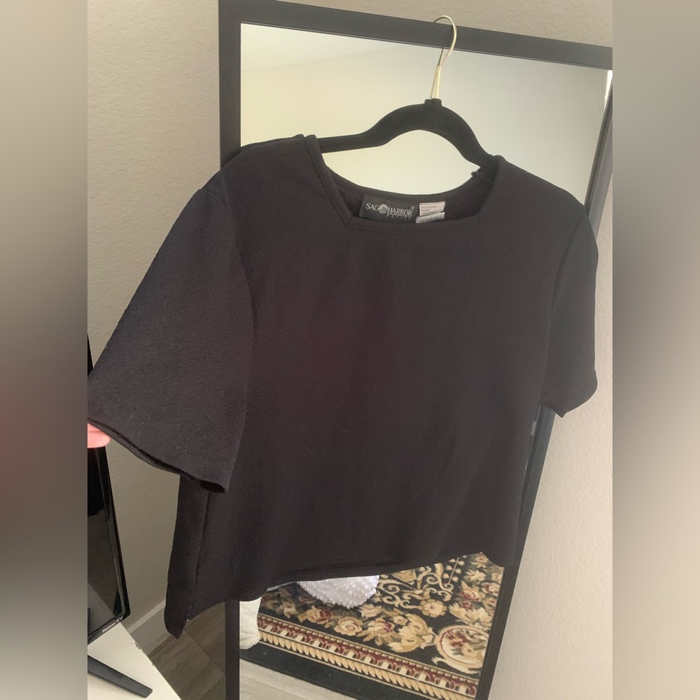VINTAGE BLACK SQUARE NECK TOP